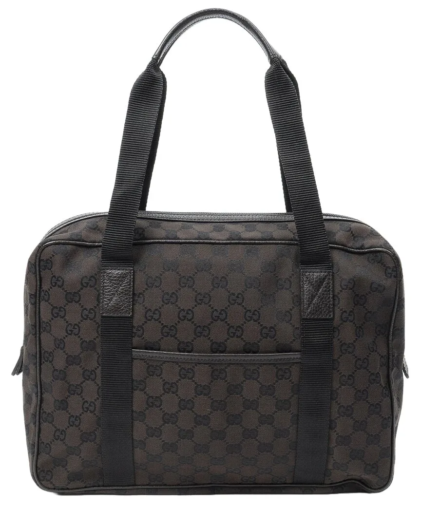 Dark Brown Gg Canvas Laptop Bag (authentic Pre-Loved) by Gucci