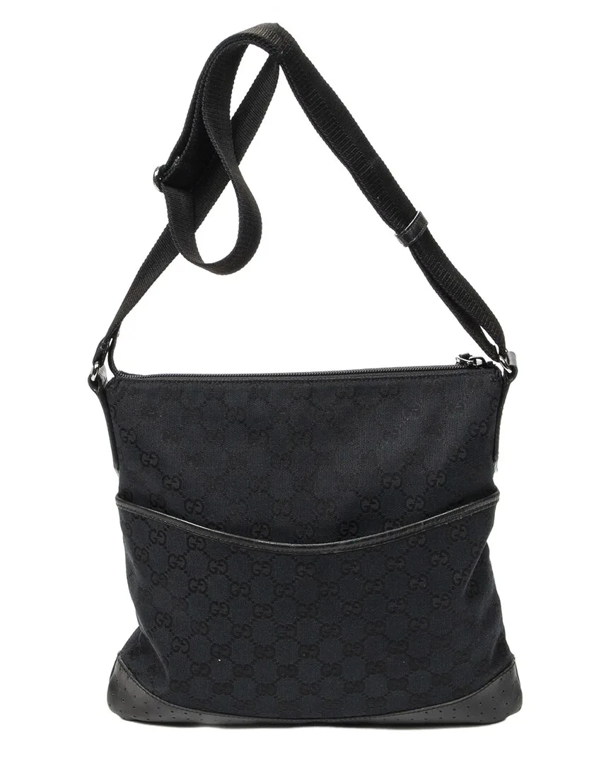 Black Gg Canvas Medium Messenger (authentic Pre-Loved) by Gucci