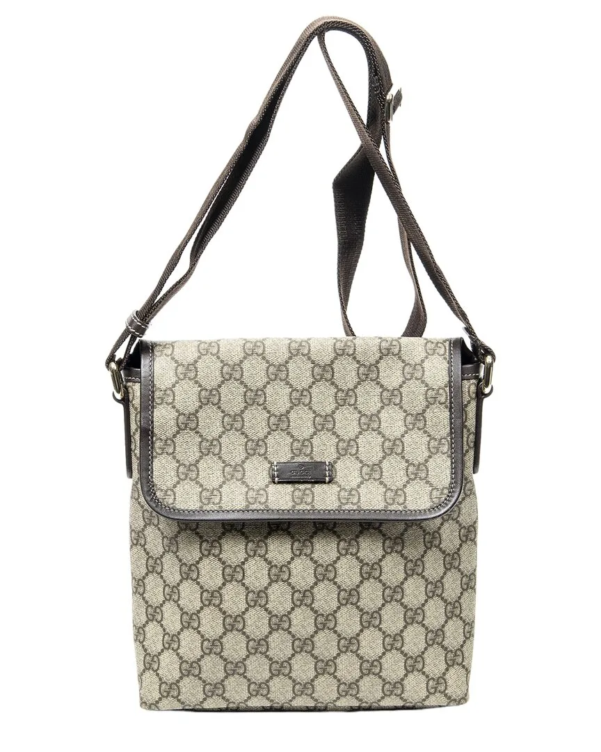 Beige & Brown Gg Supreme Canvas Small Flap Messenger (authentic Pre-Loved) by Gucci