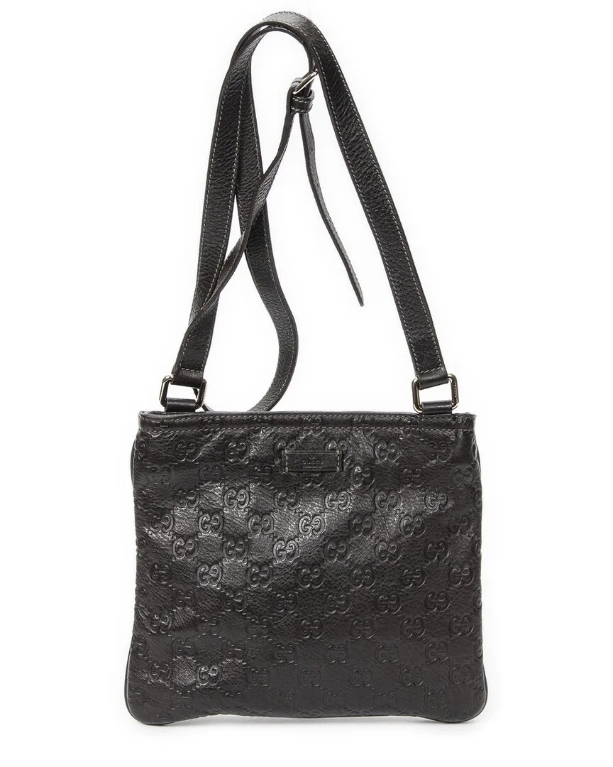 Dark Brown Guccissima Leather Small Flat Messenger (authentic Pre-Loved) by Gucci