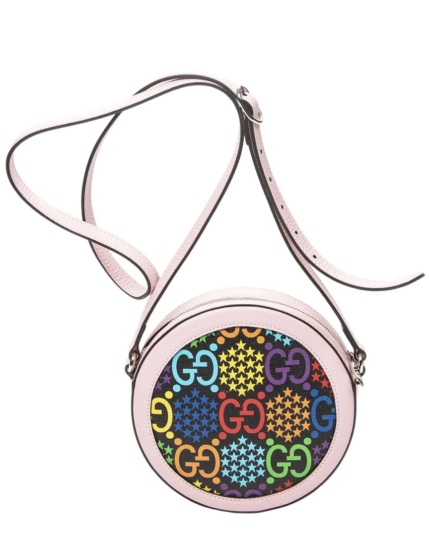 Pink & Black Psychedelic Coated Canvas Mini Gg Round Crossbody (authentic Pre-Loved) by Gucci