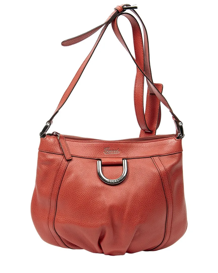 Red Grained Calfskin Leather Small D-Ring Messenger (authentic Pre-Loved) by Gucci