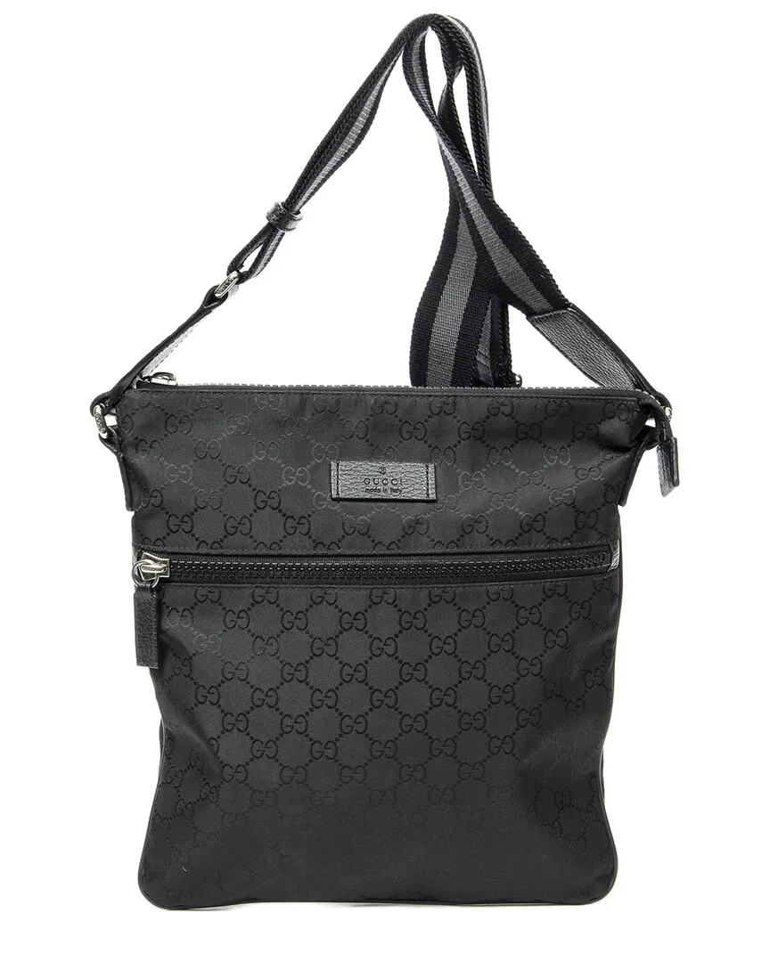 Black Gg Nylon Canvas Web Square Nylon Messenger (authentic Pre-Loved) by Gucci