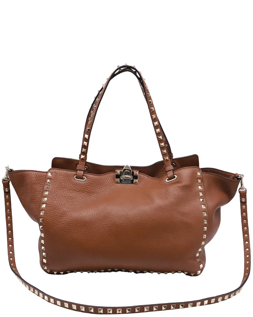 Burgundy Leather Medium Rockstud Tote (authentic Pre-Loved) by Valentino