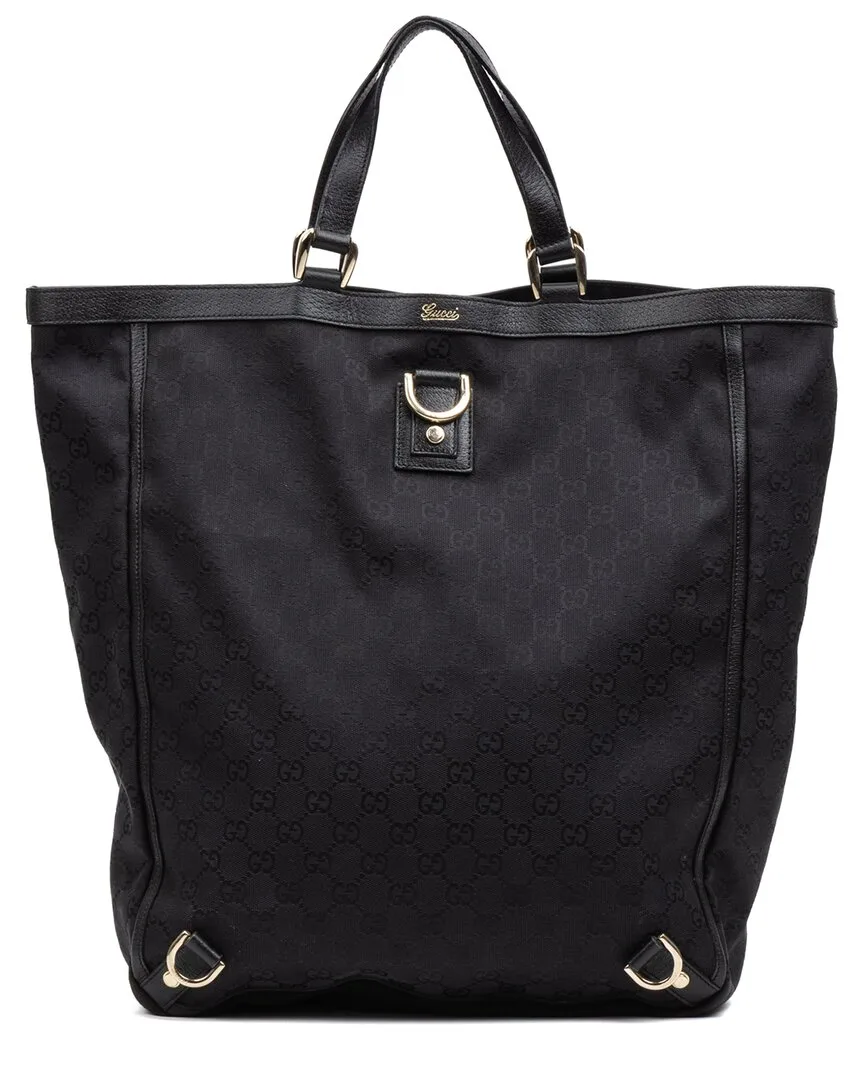 Black Gg Canvas Abbey D-Ring Vertical Tote (authentic Pre-Loved) by Gucci