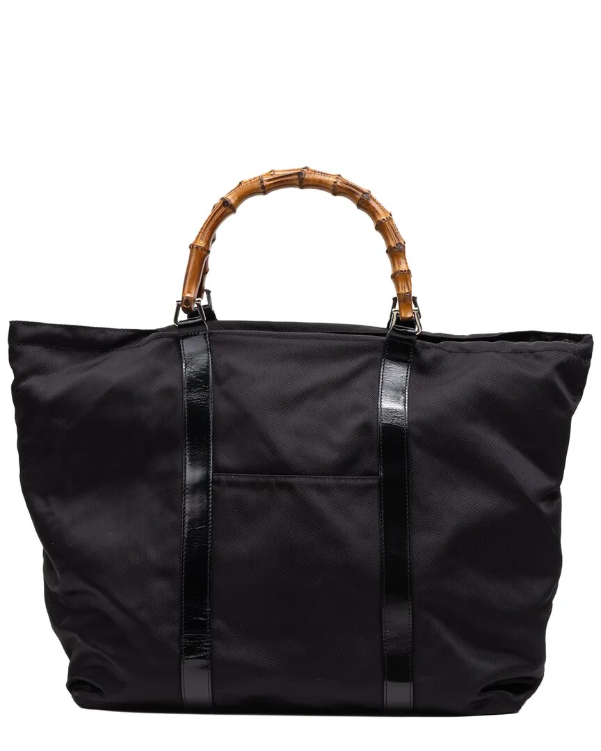 Black Nylon Canvas Large Bamboo Tote (authentic Pre-Loved) by Gucci