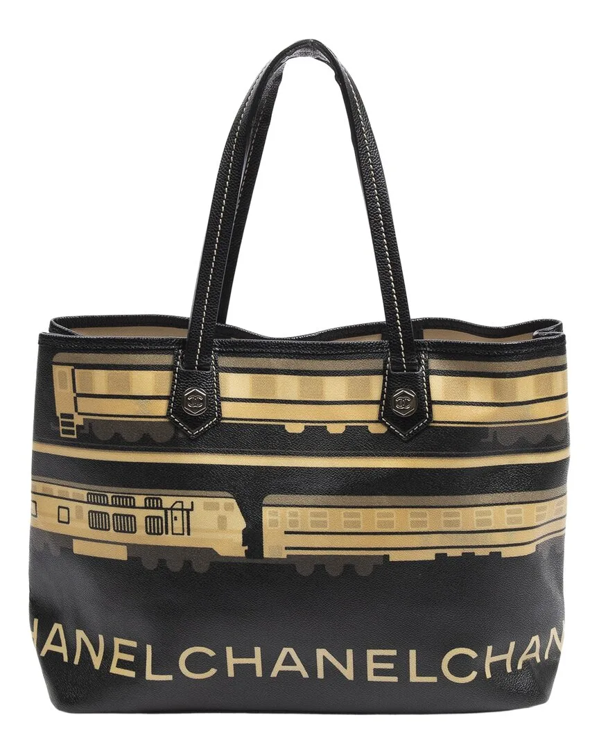 Black & Beige Central Station Print Coated Canvas Central Station Tote (authentic Pre-Loved) by CHANEL