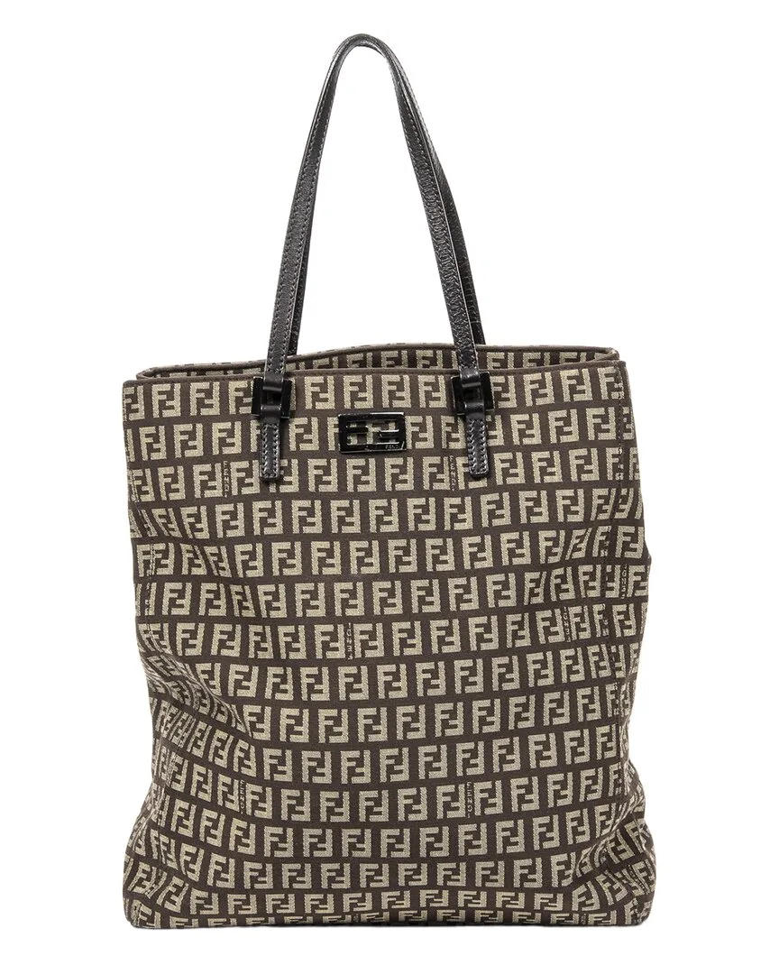 Brown & Beige Zucchino Canvas Tall Tote (authentic Pre-Loved) by FENDI
