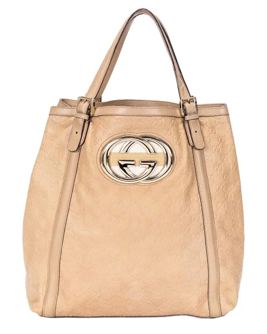Beige Guccissima Leather Large Britt Tote (authentic Pre-Loved) by Gucci