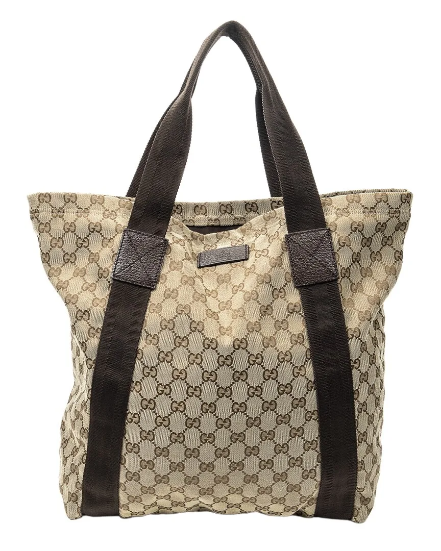 Beige & Brown Gg Canvas Open Shopper Tote (authentic Pre-Loved) by Gucci
