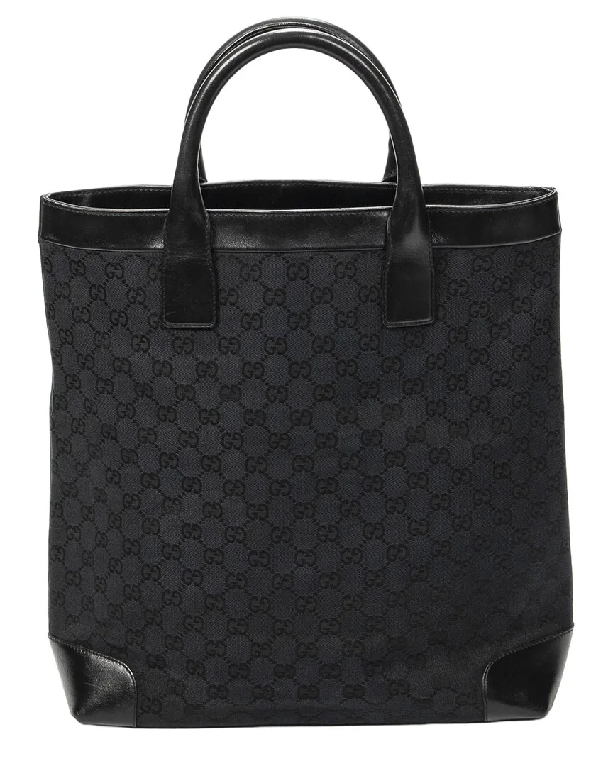Black Gg Canvas Tall Shopping Tote (authentic Pre-Loved)