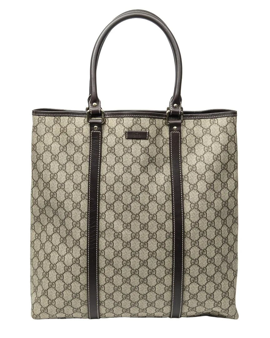 Beige & Dark Brown Gg Supreme Canvas Vertical Joy Tote (authentic Pre-Loved) by Gucci