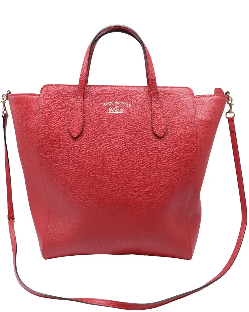 Red Leather Medium Swing Tote (authentic Pre-Loved) by Gucci