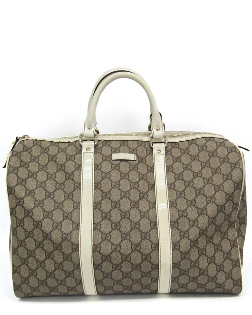Light Beige & White Gg Supreme Canvas & Leather Boston (authentic Pre-Loved)