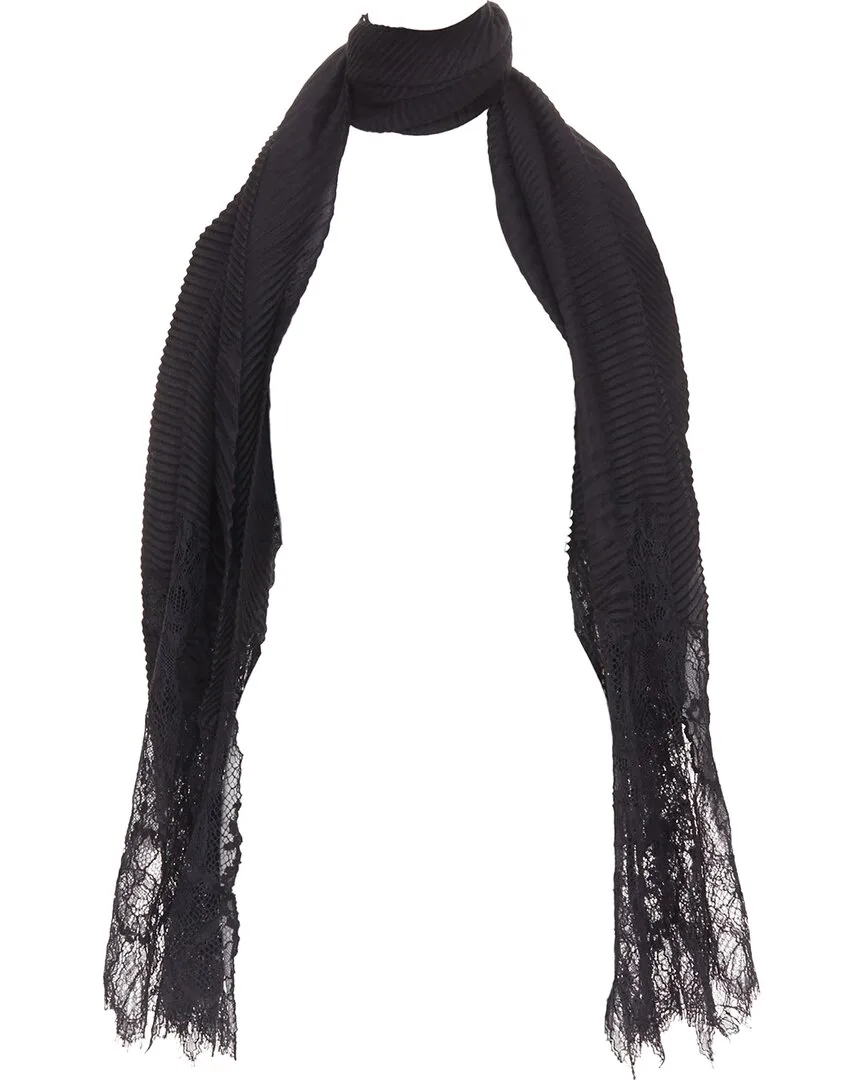 Valentino Garavani Pleated Floral Lace Cashmere Scarf by Valentino