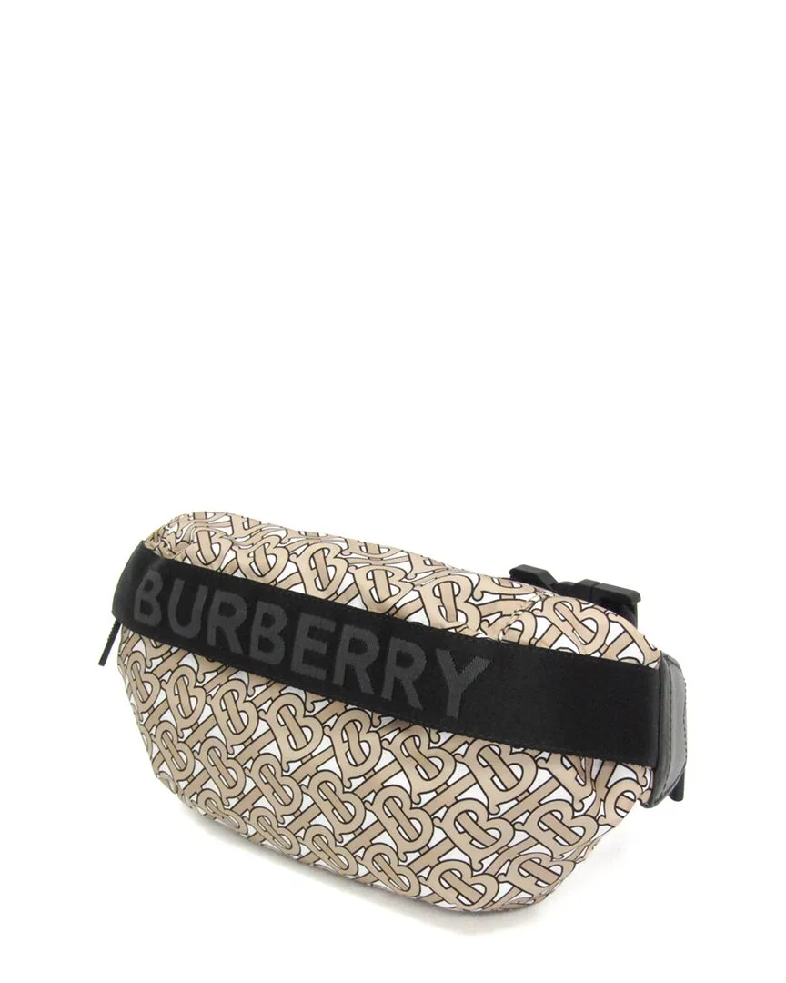 Beige & Black Nylon & Leather Tb Monogram Belt Bag by Burberry