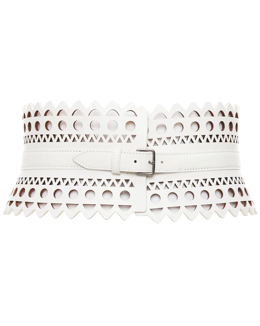 Leather Geometric Cut Out Belt by Alaia