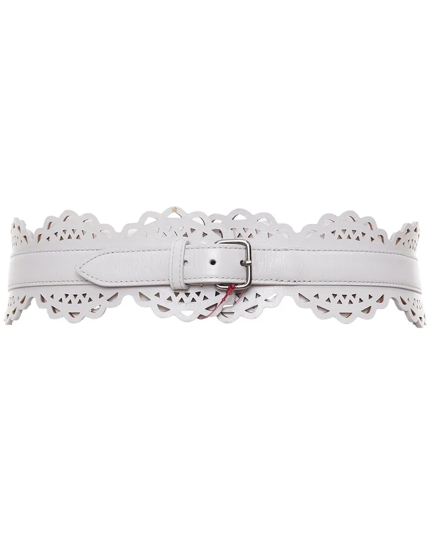 Leather Laser Cut Scallop Belt by Alaia