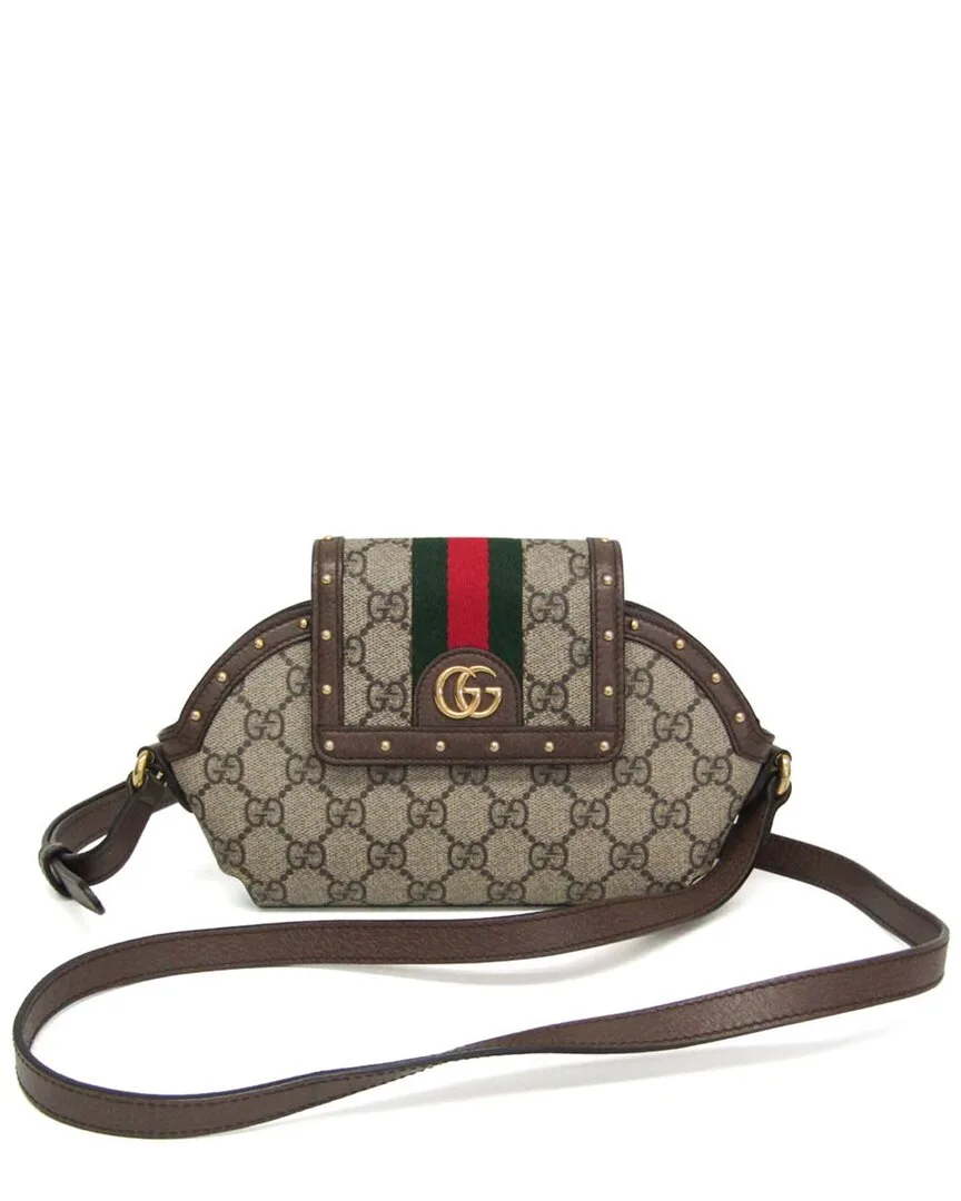 Beige & Brown Gg Supreme Canvas & Leather Ophidia Shoulder Bag
