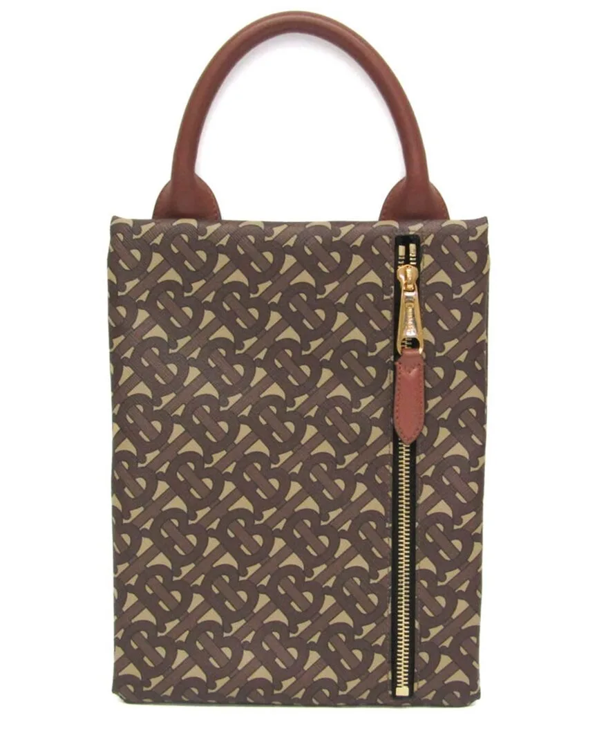 Brown Pvc & Leather Tb Monogram Clutch (authentic Pre-Loved) by Burberry