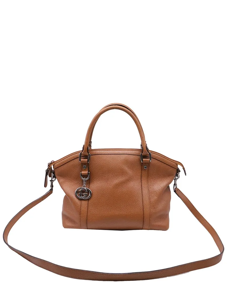 Ochre Leather Gg Charm Convertible Dome Satchel Bag (authentic Pre-Loved)