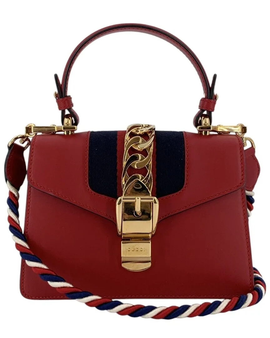 Red Leather Sylvie Handbag (authentic Pre-Loved) by Gucci