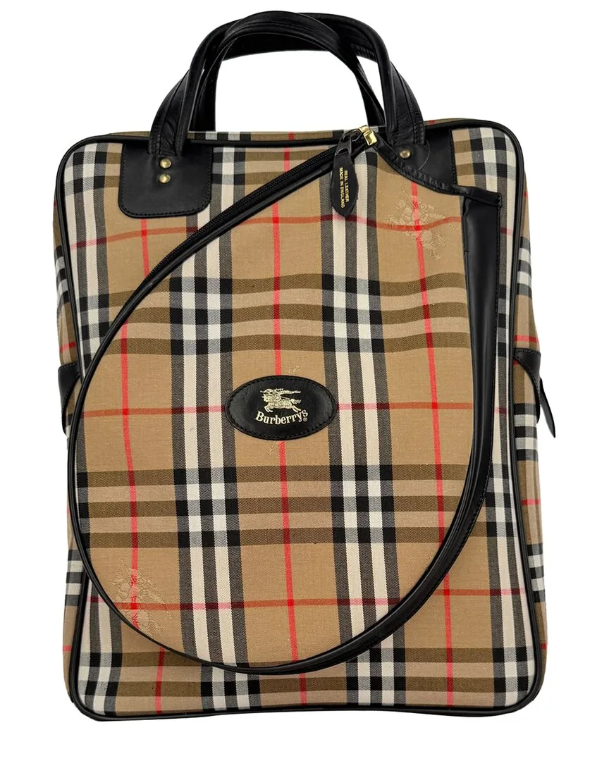 Beige Canvas Nova Check Tennis Bag (authentic Pre-Loved) by Burberry