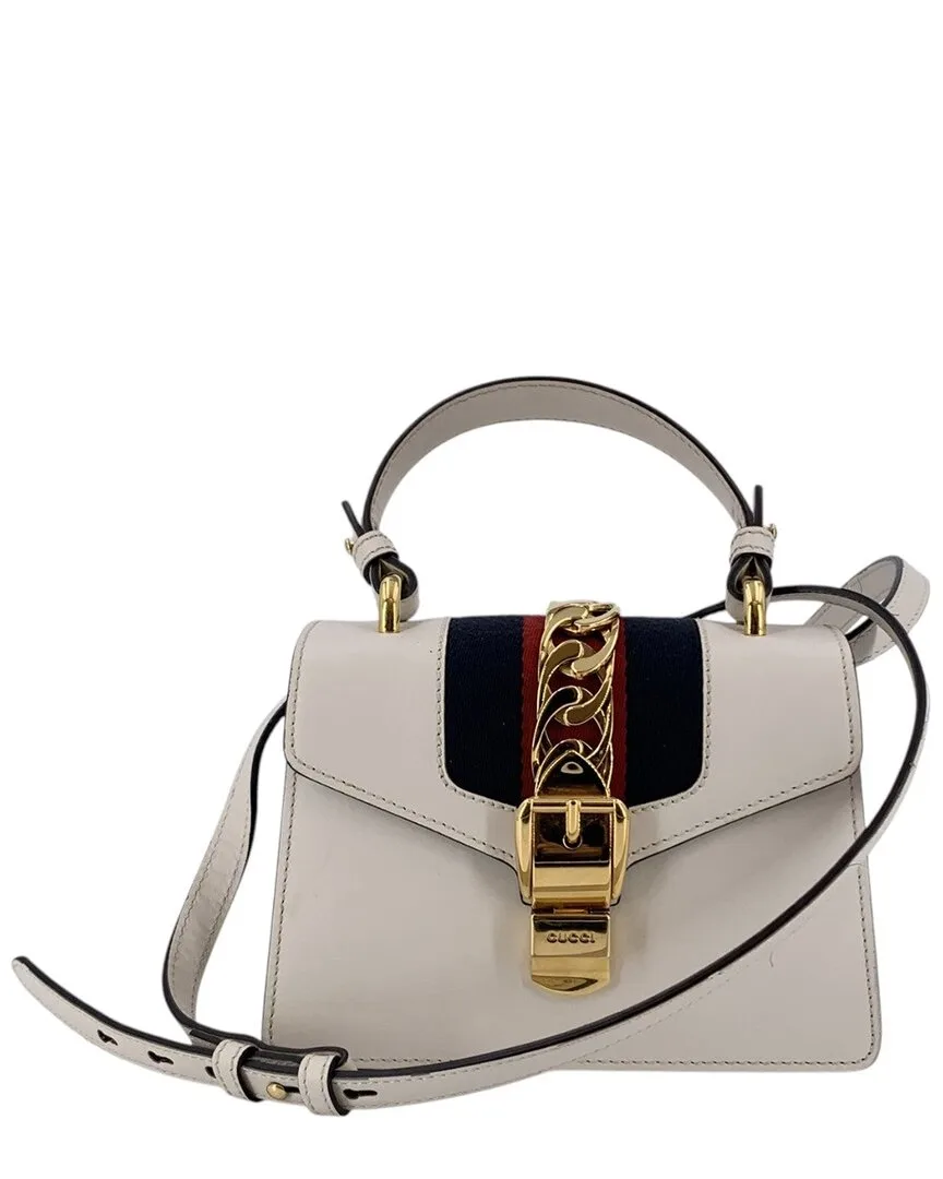 White Leather Sylvie Handbag (authentic Pre-Loved) by Gucci