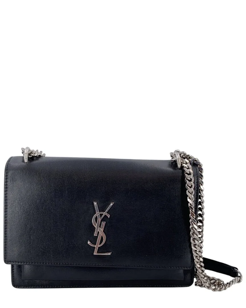 Black Leather Sunset Shoulder Bag (authentic Pre-Loved) by Saint Laurent