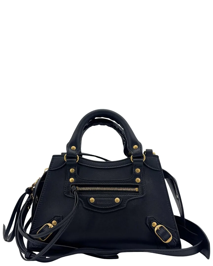 Black Calfskin Neo Classic Mini Top Handle Bag (authentic Pre-Loved)