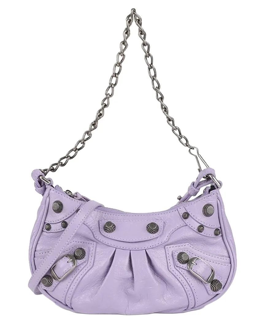 Purple Leather Mini Chain Shoulder Bag (authentic Pre-Loved) by Balenciaga