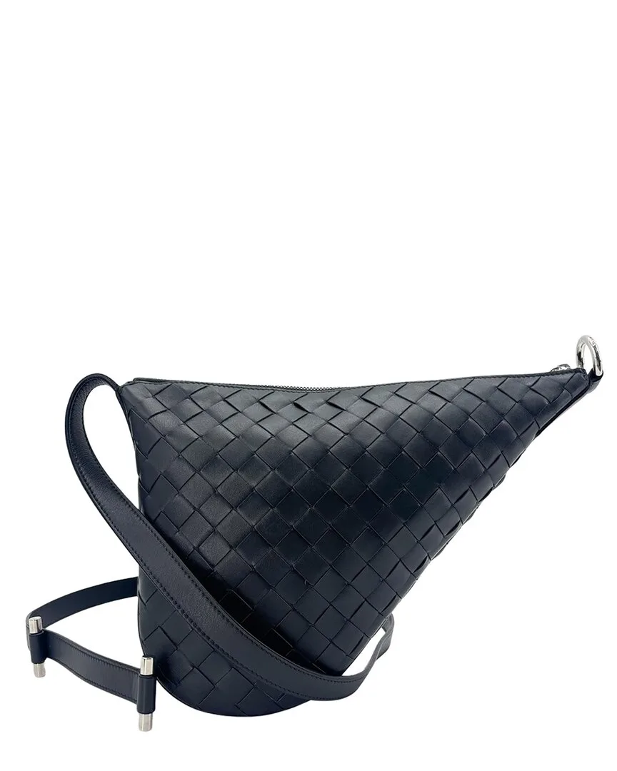 Black Intrecciato Leather Vic Shoulder Bag (authentic Pre-Loved) by Bottega Veneta