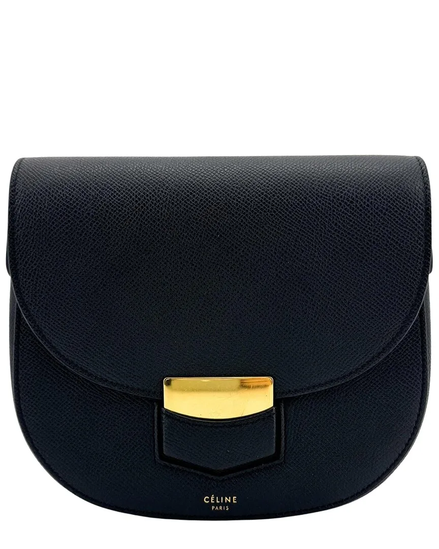 Black Calfskin Trotter Small Crossbody (authentic Pre-Loved) by Celine