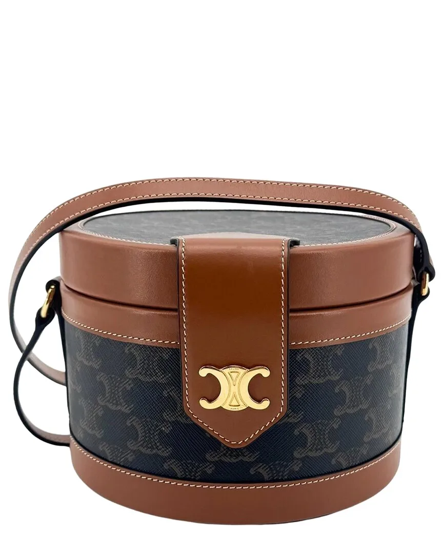 Black Triomphe Canvas Tambourine Tan (authentic Pre-Loved) by Celine