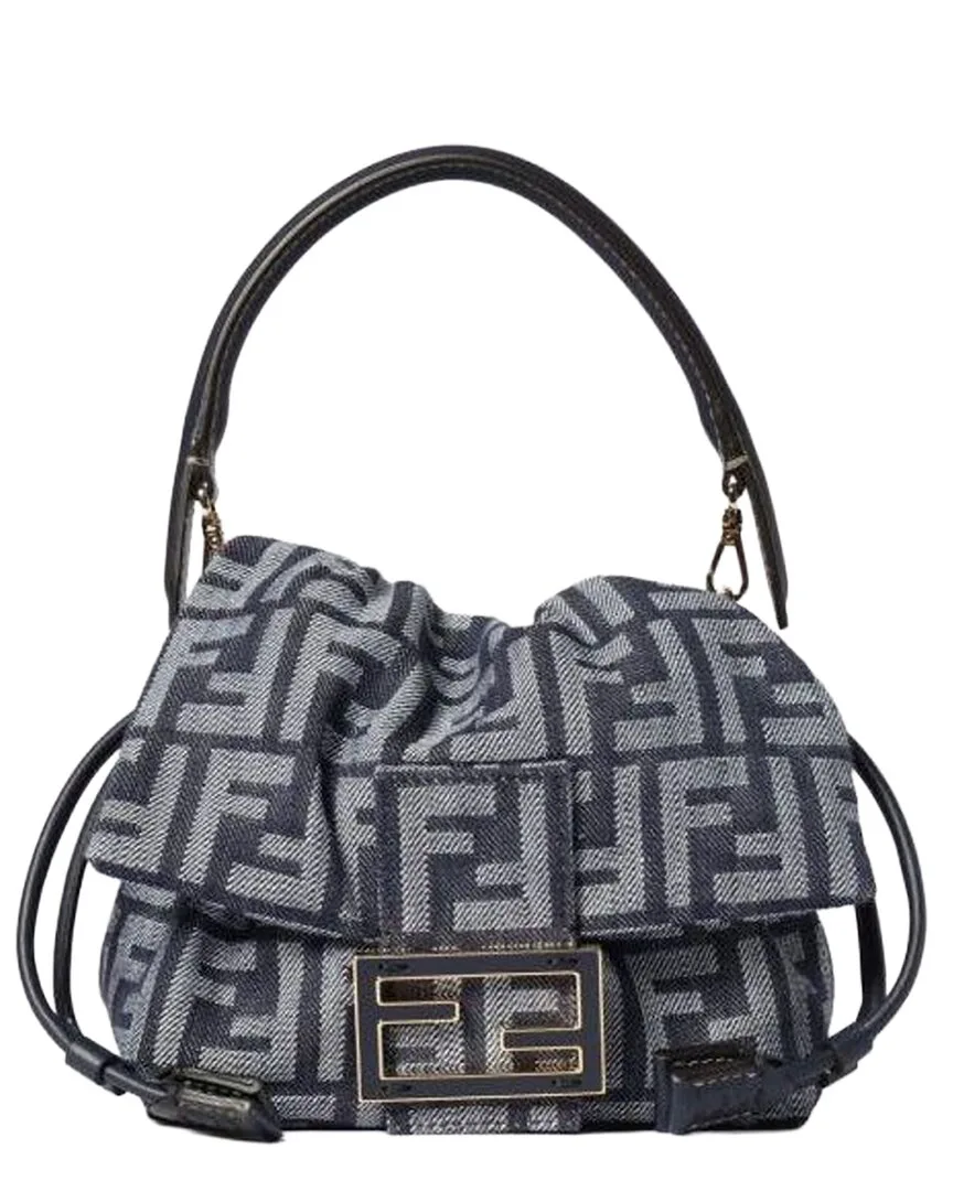Blue Denim Small Baguette Bag (authentic Pre-Loved) by FENDI