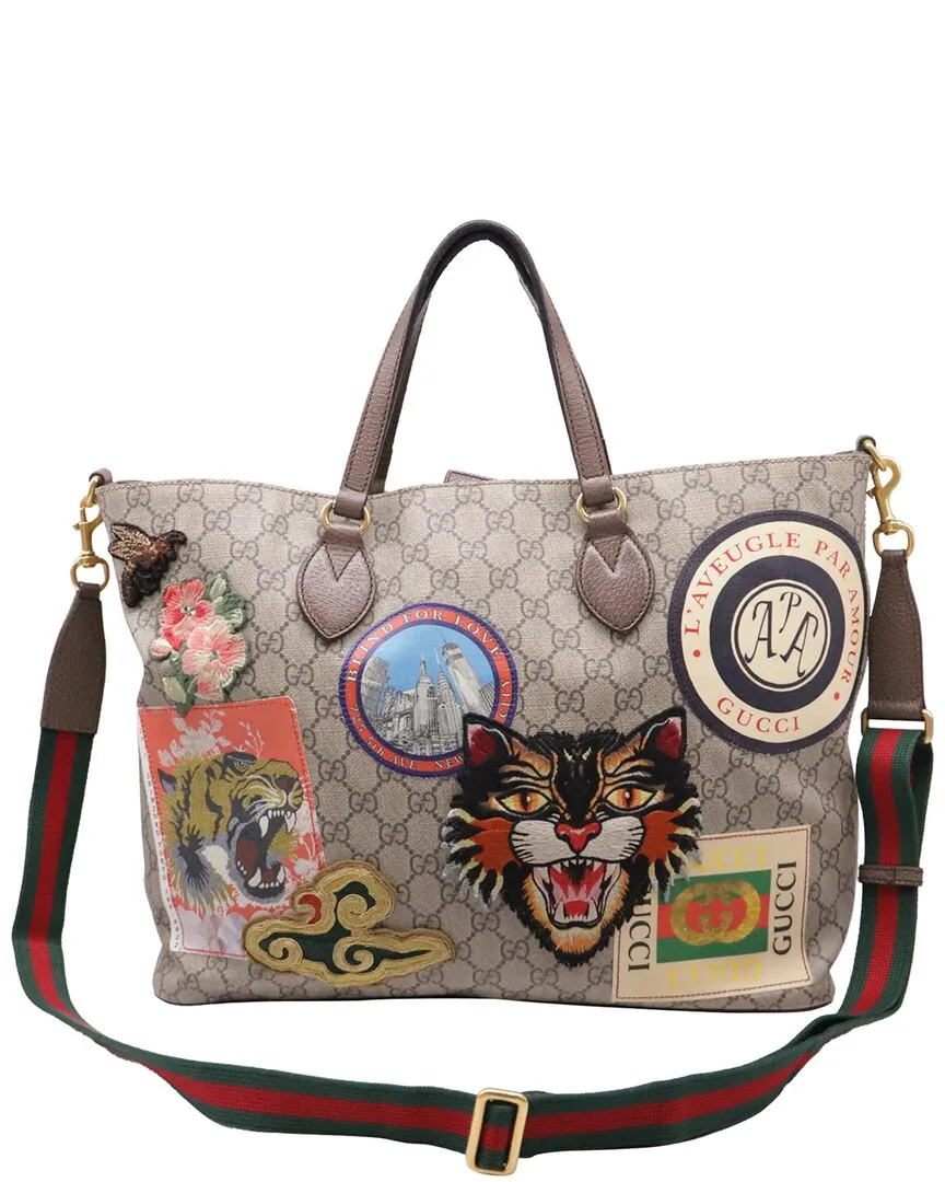 Abstract Gg Supreme Canvas Courrier Tote (authentic Pre-Loved) by Gucci