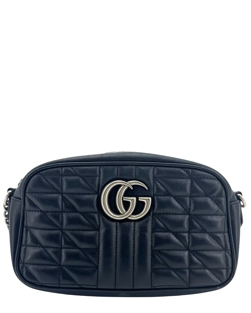 Black Leather Gg Marmont Shoulder Bag (authentic Pre-Loved) by Gucci