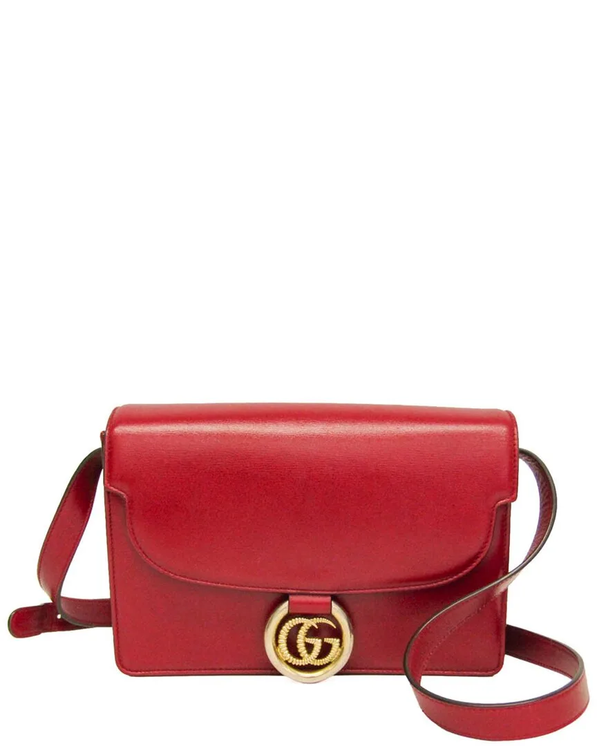 Red Leather Gg Marmont Shoulder Bag (authentic Pre-Loved)