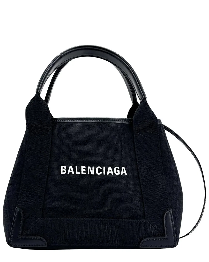 Black Canvas Navy Cabas Xs Tote (authentic Pre-Loved) by Balenciaga