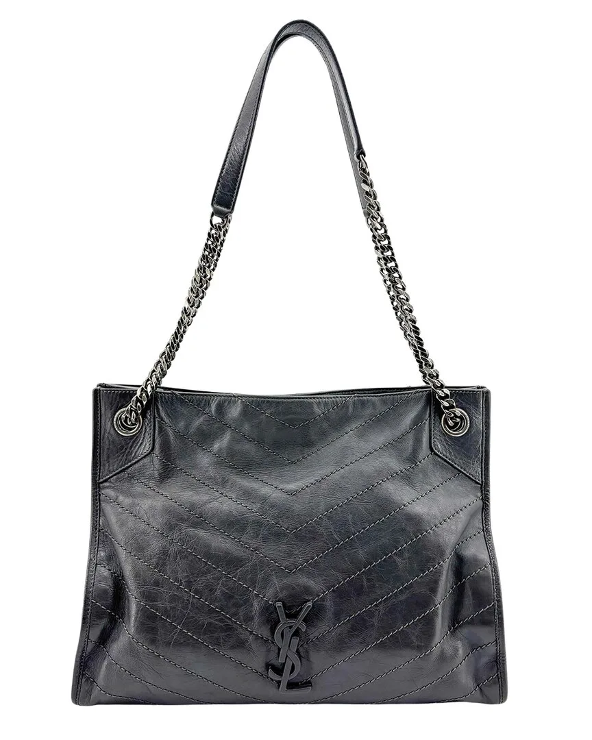 Grey Calfskin Nikki Shopping Bag (authentic Pre-Loved) by Saint Laurent