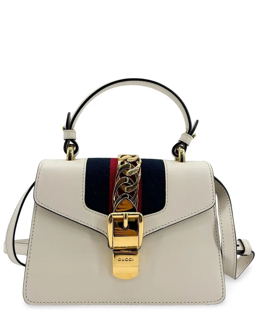 Gold Leather Sylvie Mini Top Handle Bag (authentic Pre-Loved) by Gucci