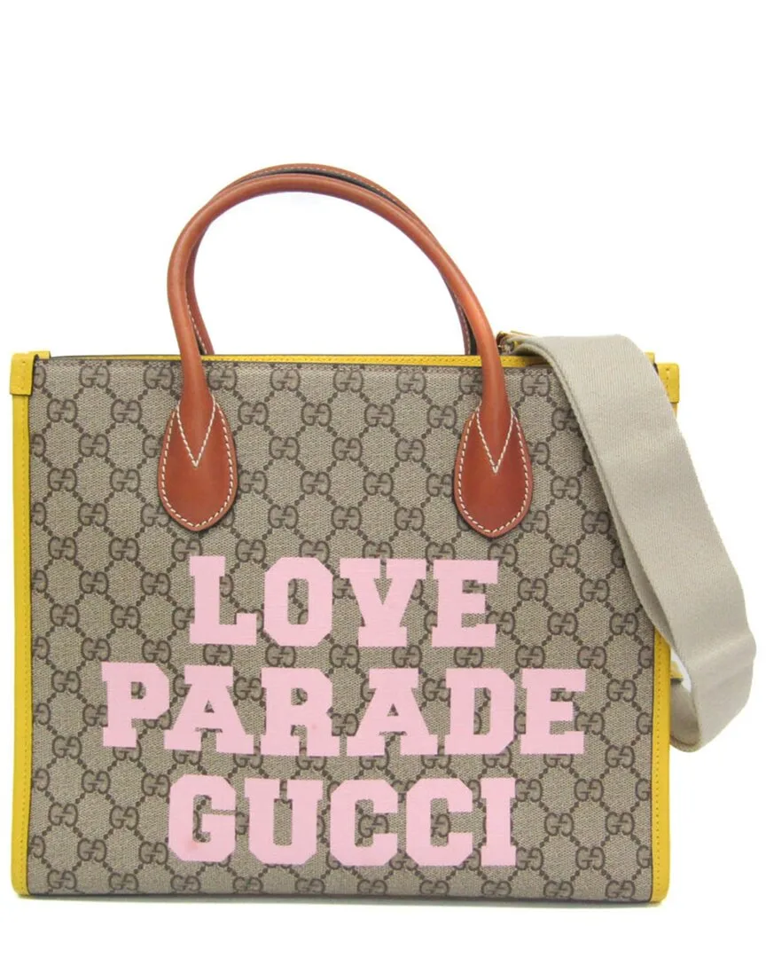 Beige & Pink & Yellow Gg Supreme Canvas & Leather Tote (authentic Pre-Loved) by Gucci
