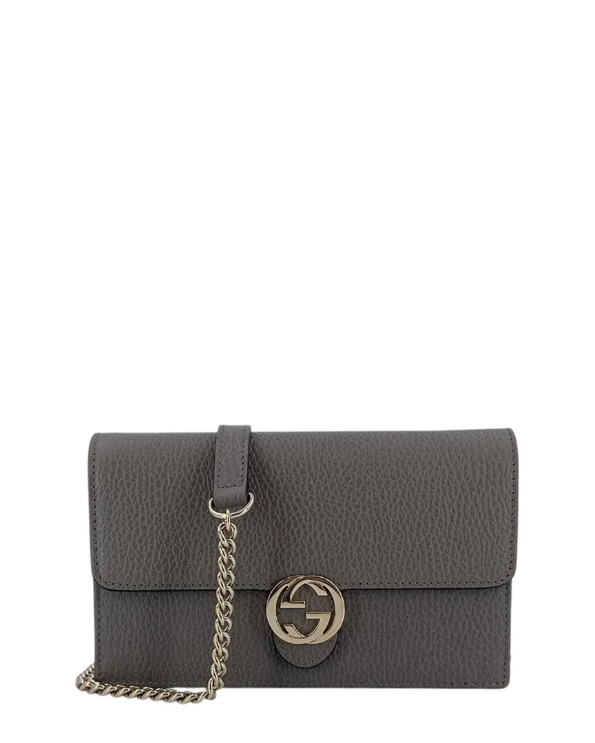 Grey Leather Wallet on Chain (authentic Pre-Loved) by Gucci