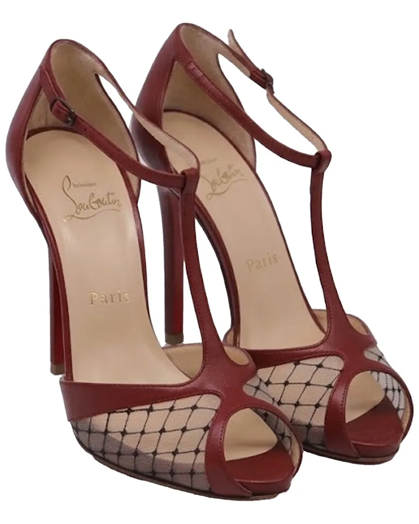 Leather Lagoula T-Strap Peep-Toe Pump (authentic Pre-Loved) by Christian Louboutin