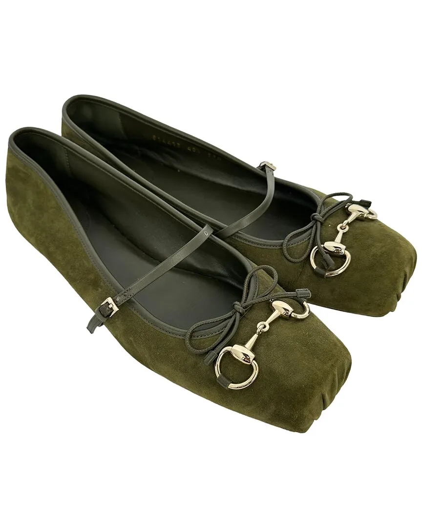 Suede Horsebit Mary Jane Ballet Flat (authentic Pre-Loved) by Gucci