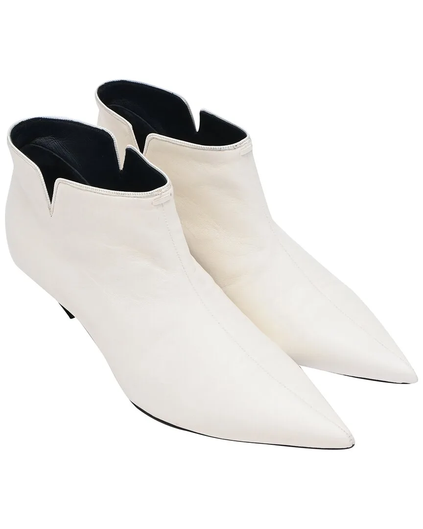 Leather Pointed-Toe Bootie (authentic Pre-Loved) by Celine