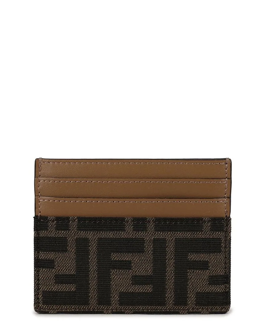 Brown Ff Jacquard Fabric Flat Card Wallet (authentic Pre-Loved)