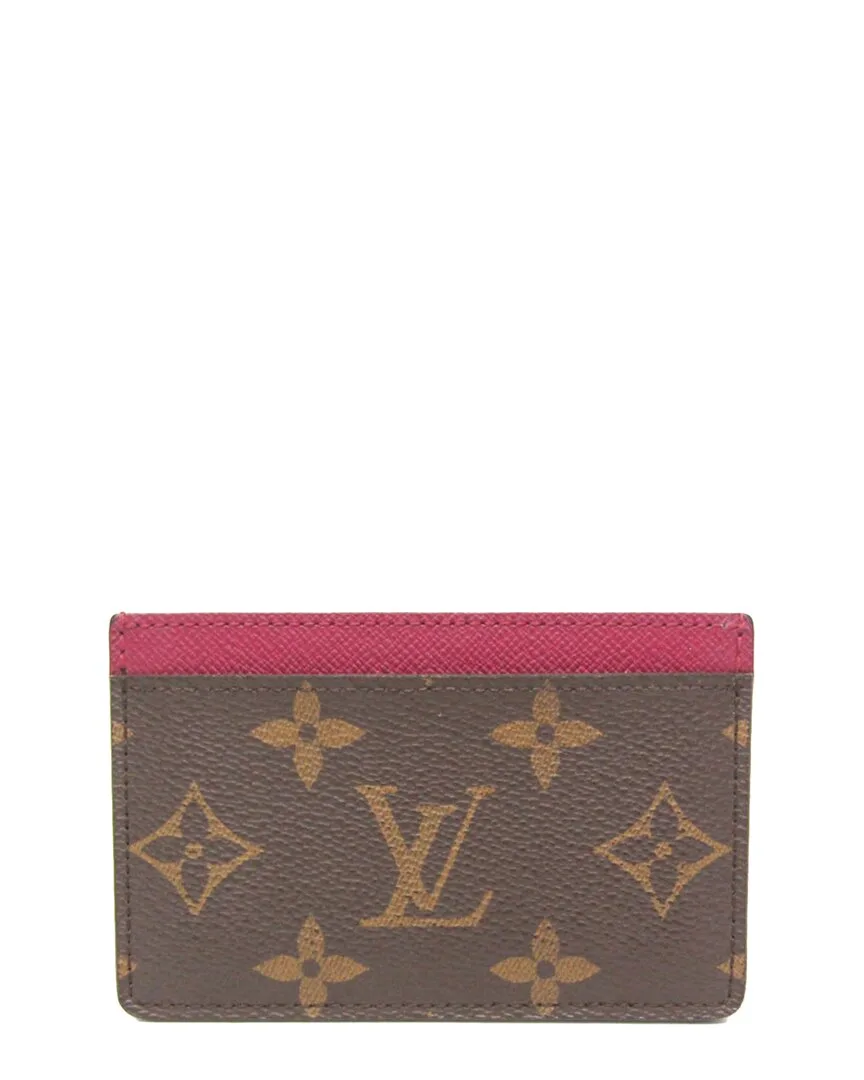 Brown & Fuchsia Monogram Canvas Card Case (authentic Pre-Loved) by Louis Vuitton