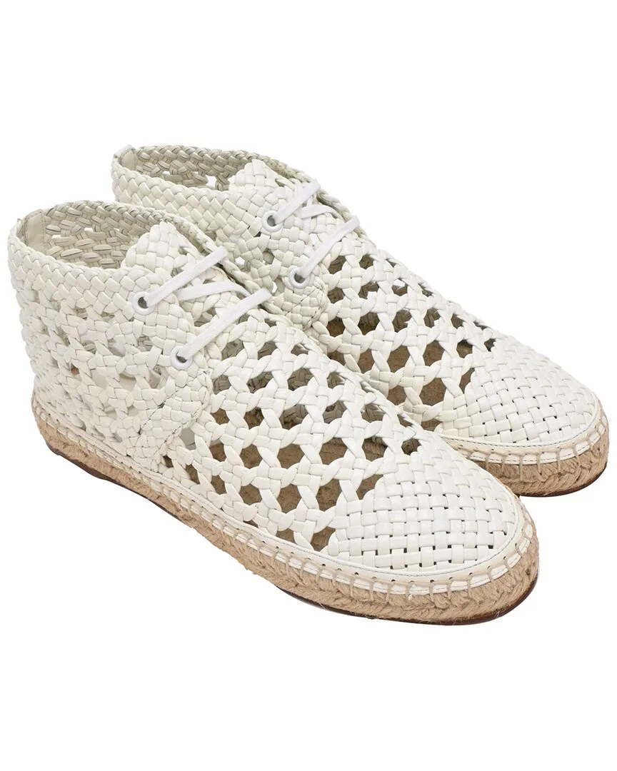 Leather Woven Lace-Up Espadrille Bootie (authentic Pre-Loved) by Celine
