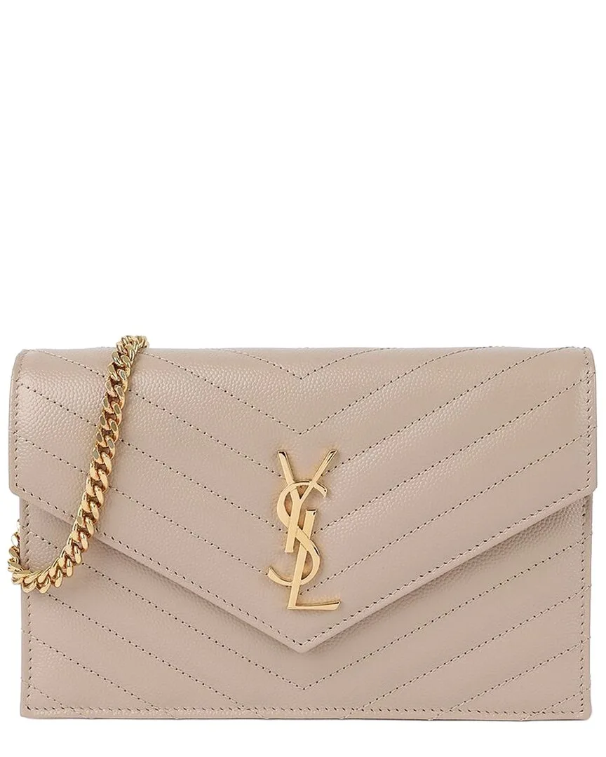 Brown Calfskin Cassandra Envelope Chain Wallet (authentic Pre-Loved)